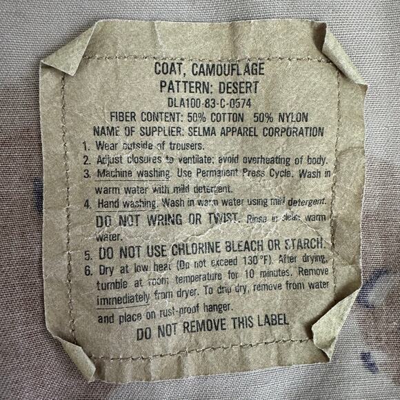 VTG US Army Gulf War Desert Choc Chip Camo 6 Color Shirt Jacket Combat Sz XL - Picture 5 of 6